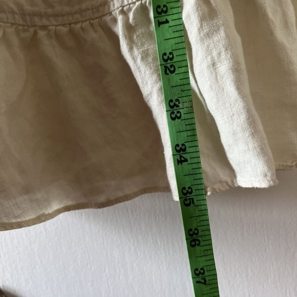 Claudio Milano Women's Linen Boho Dress Natural Medium Zipper - Picture 8 of 9